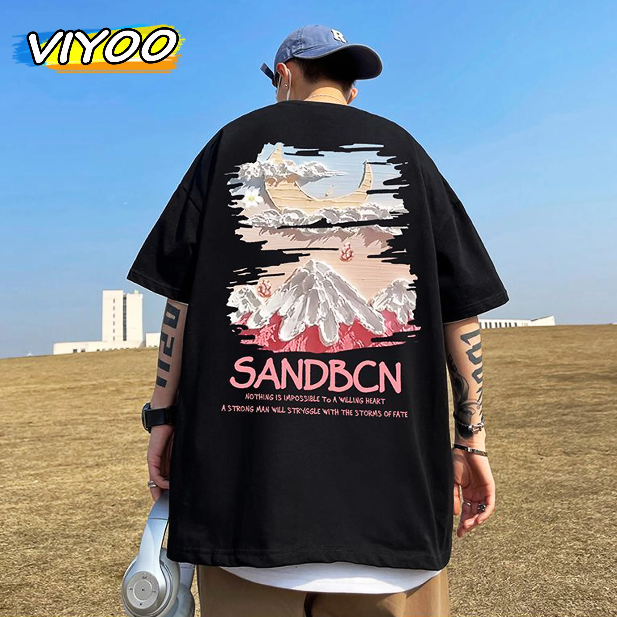 

Men's 5XL Oversized Cotton Short Sleeve T-Shirts Tee Tops Blouse With Print Korean Summer Style 2023 Couple Clothes
