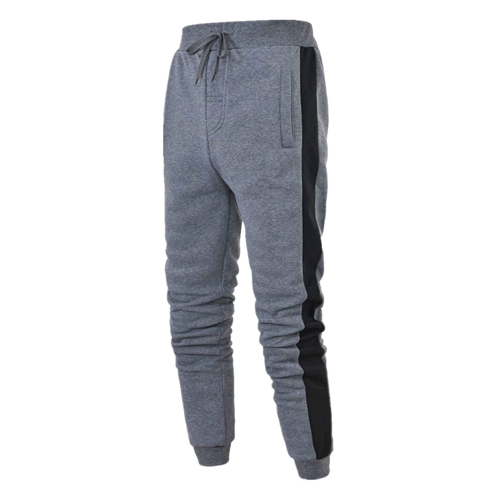 

Mens Casual Hip Hop Pants Lace-up Track Cuff Spliced Solid Color Workout Pants