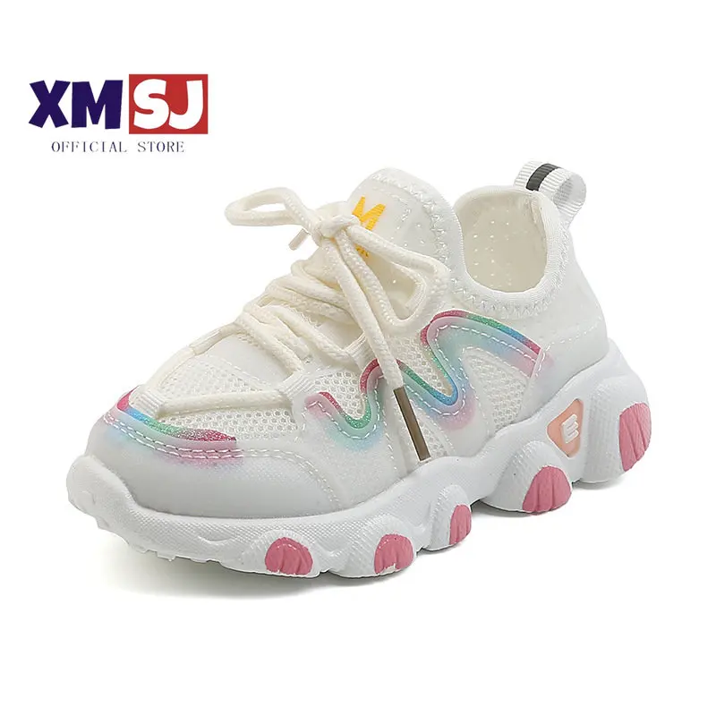 2023 Breathable Toddler Boy Sneakers Stretch Fabric Fashionable Baby Running Shoes Pink School Girl Sports Shoes Sneakers