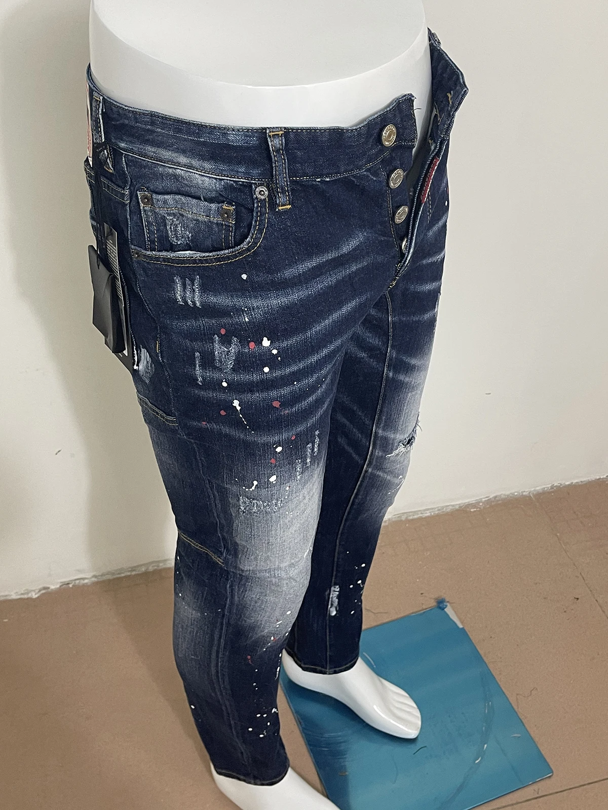 2023 spring and autumn new jeans men's D2 jeans small feet micro-elastic casual day after all the holes in the lettering tide