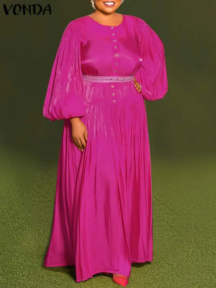 VONDA Y2K вечернее платье оверсайз с длинным рукавом 2022 летнее женское модное однотонное длинное платье макси женские Мешковатые Сарафаны с кр...