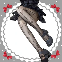 lolita gothic mesh tights women fishnets stockings pantyhose sexy with designer cutout female panty fish nets netting network