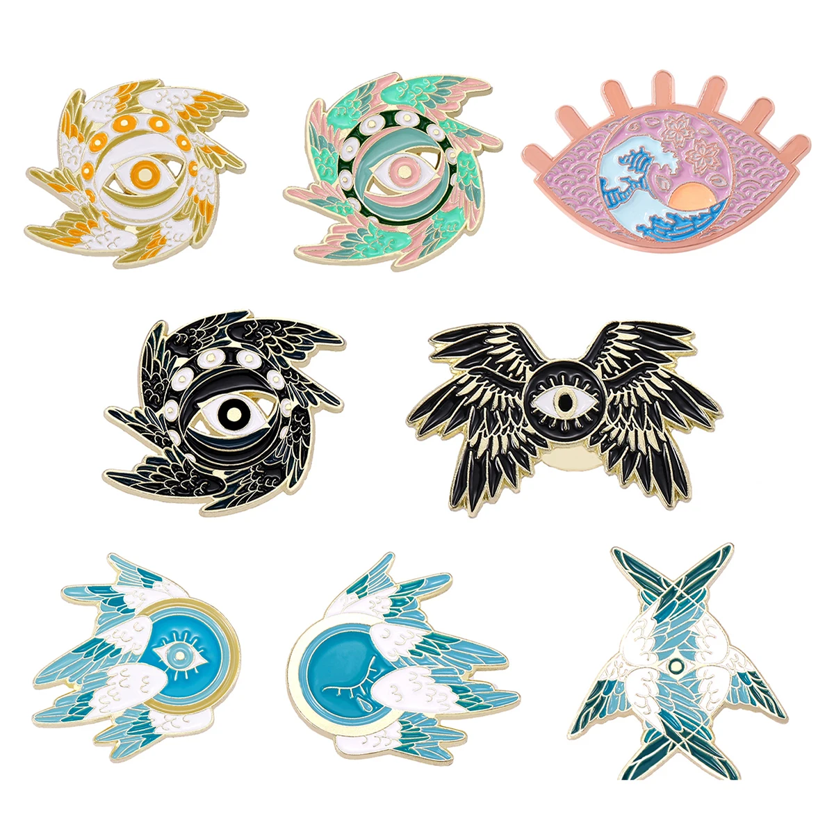 

Feather Devil Eye Pins Cartoon White Wing Pins Funny Pins Accessories Clothing Backpack Brooch Enamel Lapel Pins Badge Wholesale