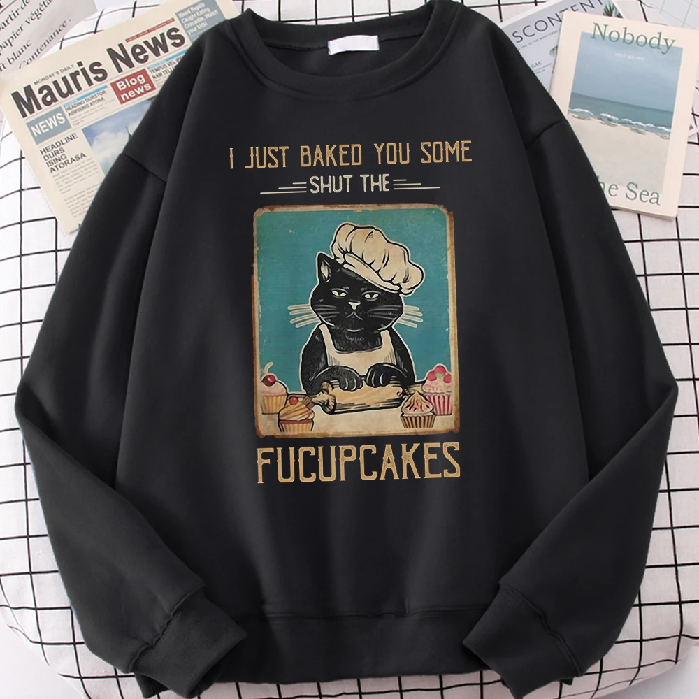 

Funny Cartoon Cook Cat Printing Mens Sweatshirt Hoodies Casual Harajuku Streetwear Fashion Pullover Fitness Sportswear