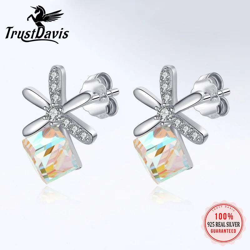 

Украшения-гвоздики 925 серебра женские, квадратные, с фианитами