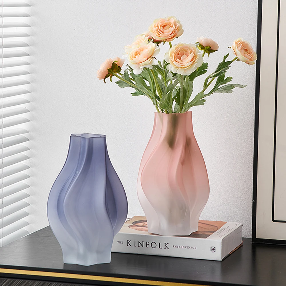 

Creative Wavy Vase Glass Vase Home Decor Table Decoration Vases Nordic Wedding Decoration Flower Pot Crystal Glass Container