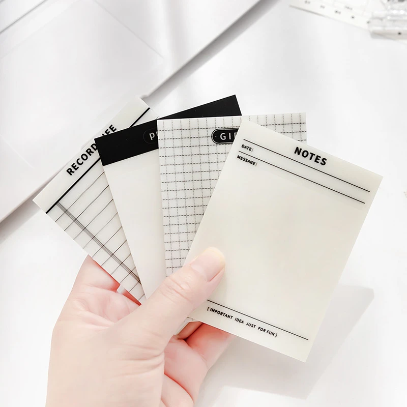 

1pcs Transparent Memo Pad PET Material 50 Sheets Project Grid Record Notes Adhesive Diary Planner Stickers School F7093