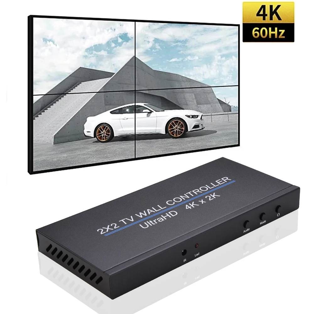 

Настенный видеоконтроллер 4K, 60 Гц, 2x2, 1080P, 4-канальный ТВ-процессор, устройство для сращивания большого экрана, 1x2, 1x3, 1x4, 2x1, 3x1, 4x1, сшивание неск...