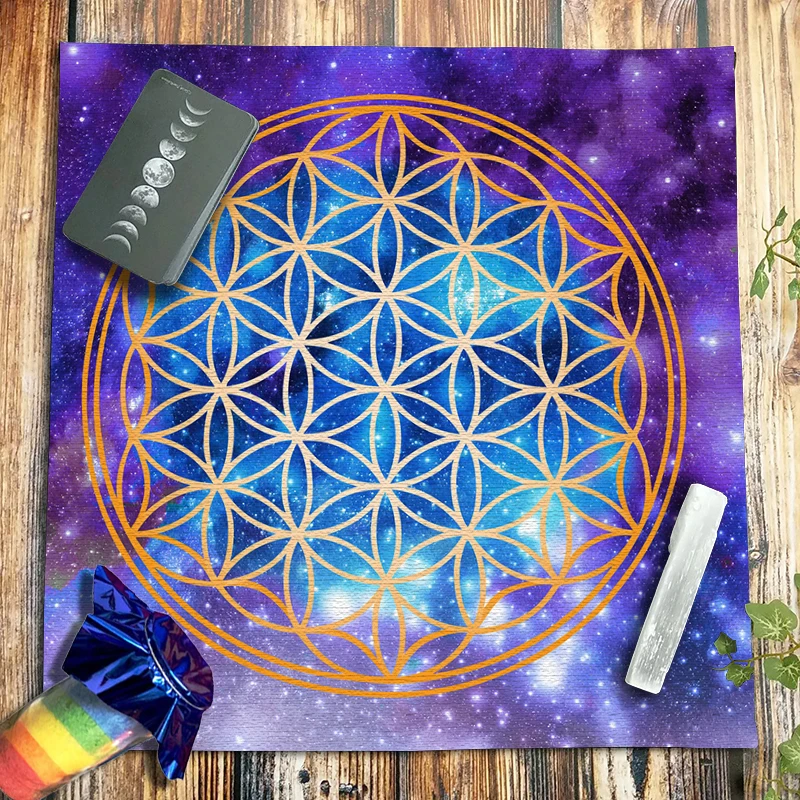 

Starry Night Sky Galaxy Flower Of Life Tarot Tablecloth Velvet Altar Cloth Pagan Witchcraft Divination Astrology Oracle Card Pad