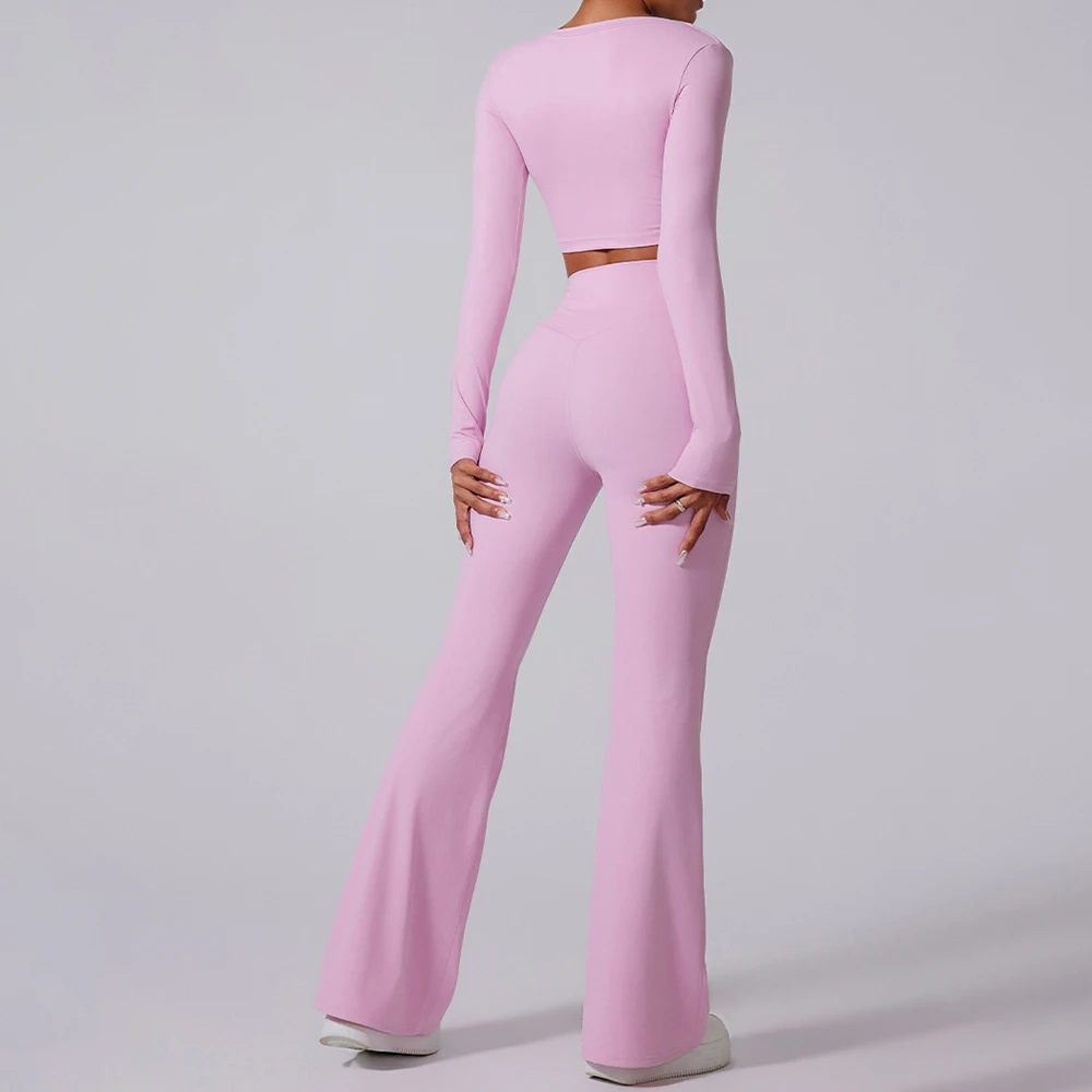 Брюки-клеш для йоги с V-образным вырезом и высокой талией