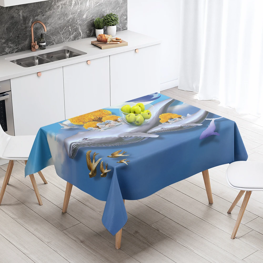 

Cartoon Sky Dolphin Series Waterproof Printing Tablecloth Picnic Mat Rectangle Wedding Home Restaurant Decoration Cloth