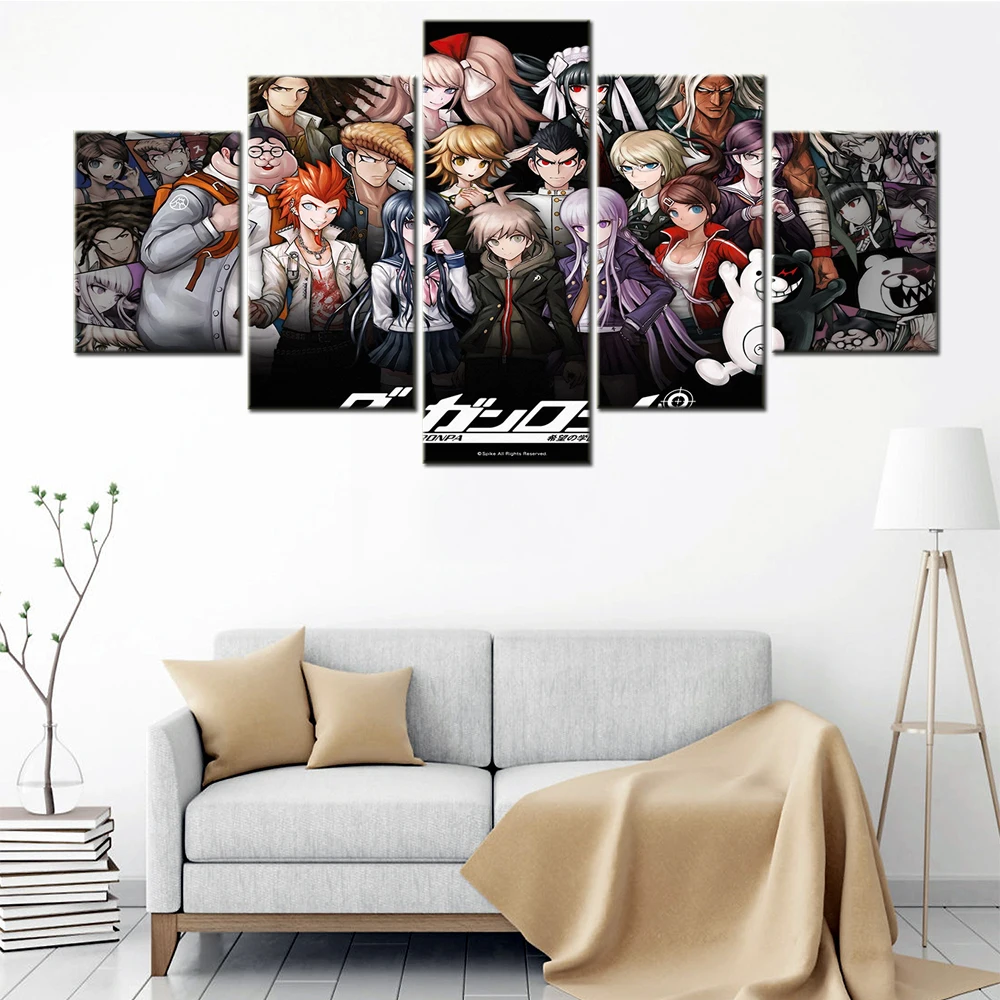 

5 Pieces Canvas Art Theme Whip It Out Danganronpa Anime Abstract Poster Canvas Painting Decor For Modern Home Wall Print Picture