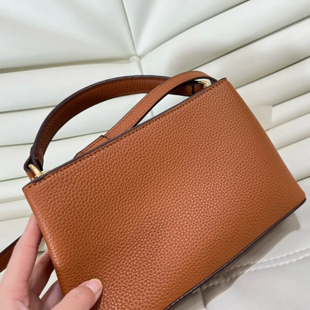New Fashion Luxury Designer Genuine Leather Handbag Portable Messenger Bag Buckle Adjustable Shoulder Strap Bags For Women