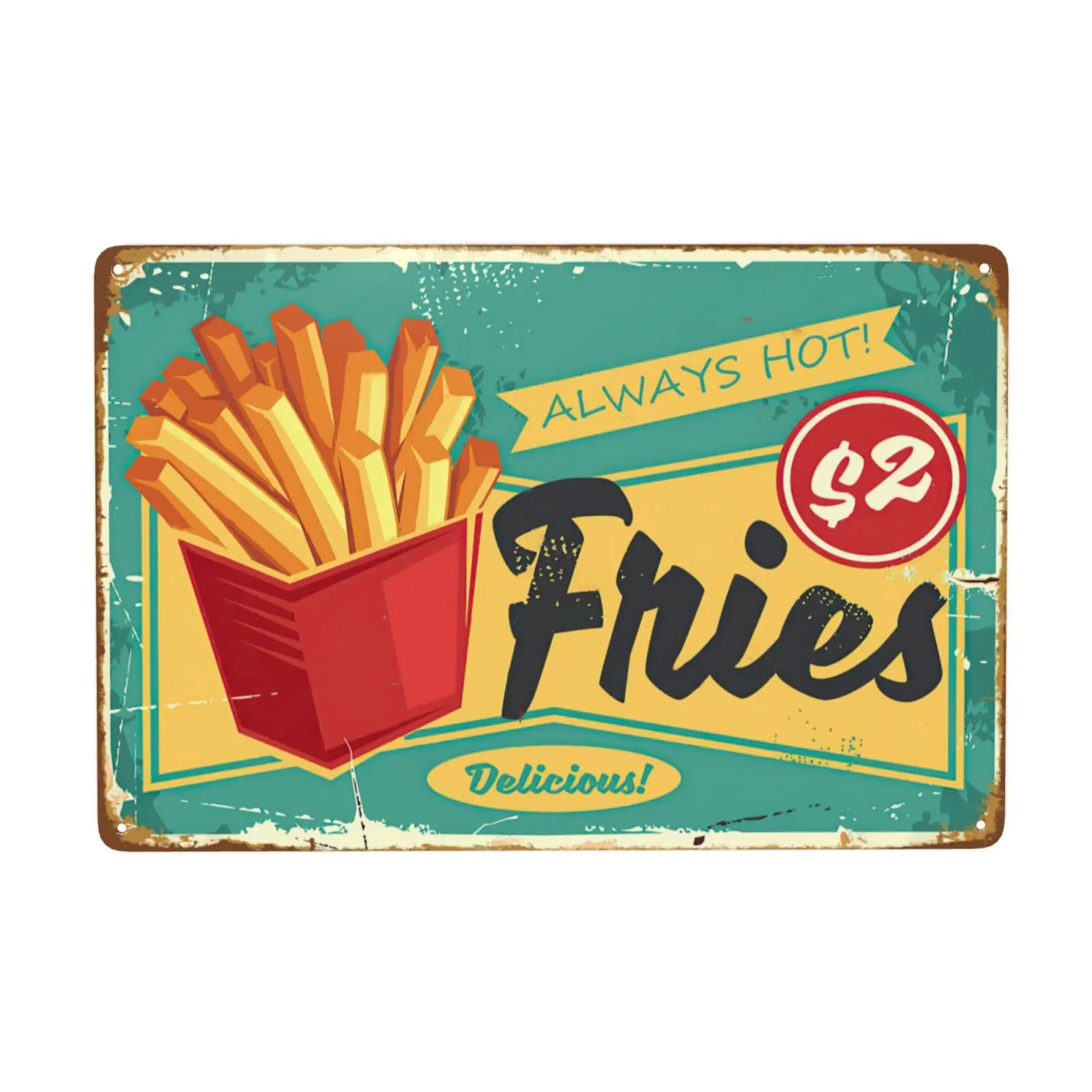 

French Fries Tin Sign Metal Vintage Wall Decor Country Home Bar 8x12inches