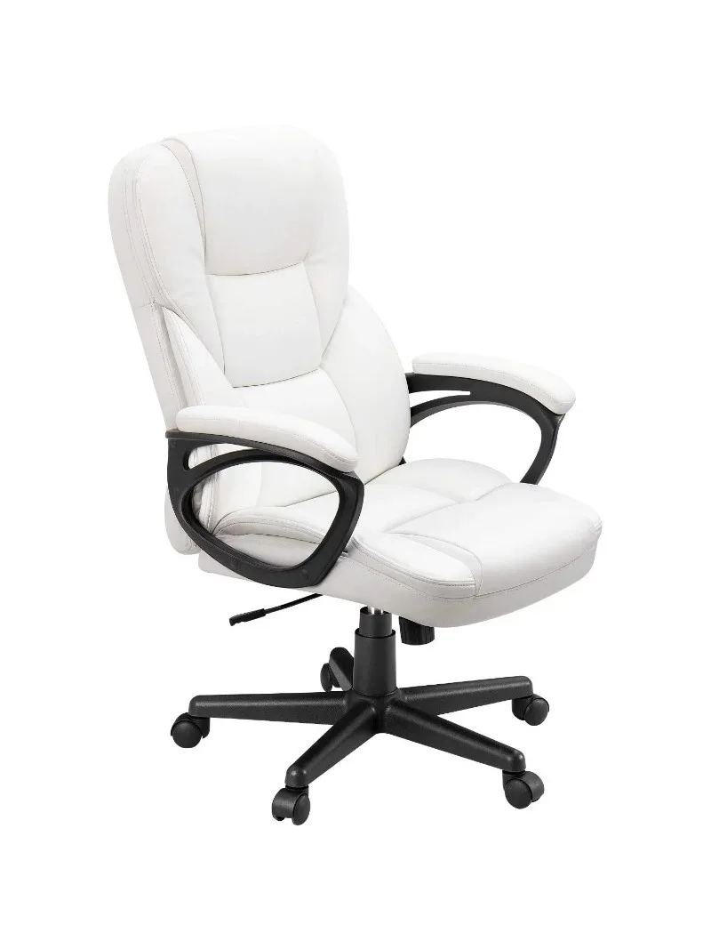 Lacoo Faux Leather High-Back Executive Office Chair with Lumbar Support, White