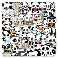 50pcs of cartoon cute panda stickers storage box decorative mug laptop guitar no adhesive waterproof sticker