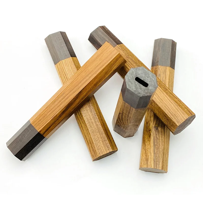 

1pc Japanese Style Knife Octagonal Wooden Grip Handle for Kitchen Fish Chef Cutter DIY Knives Making Accessories Natural Ebony