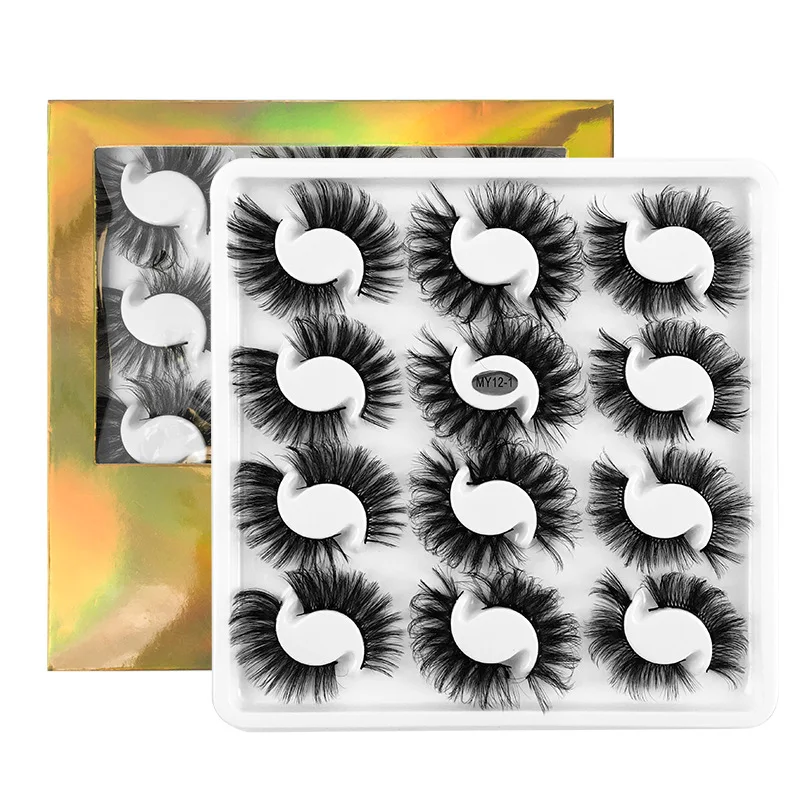 

Mixed Lashes 12 Pairs Faux Mink Lashes Thick Curl False Eyelashes Natural Fluffy Makeup Tools Extension Fake Lashes Maquiagem