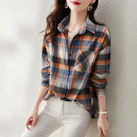 new korean long sleeve plaid womens shirt in early autumn 2022 fashionable foreign style aging design high grade top