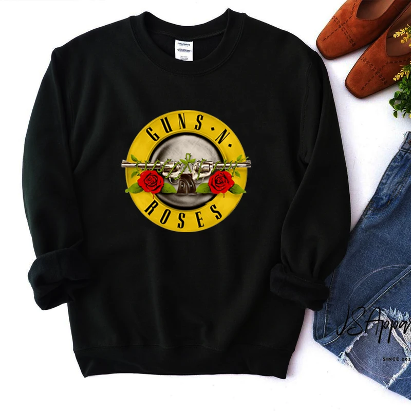 Sudadera con capucha Vintage Guns N Roses para mujer, ropa gótica Grunge de manga larga con cuello redondo, ropa holgada informal