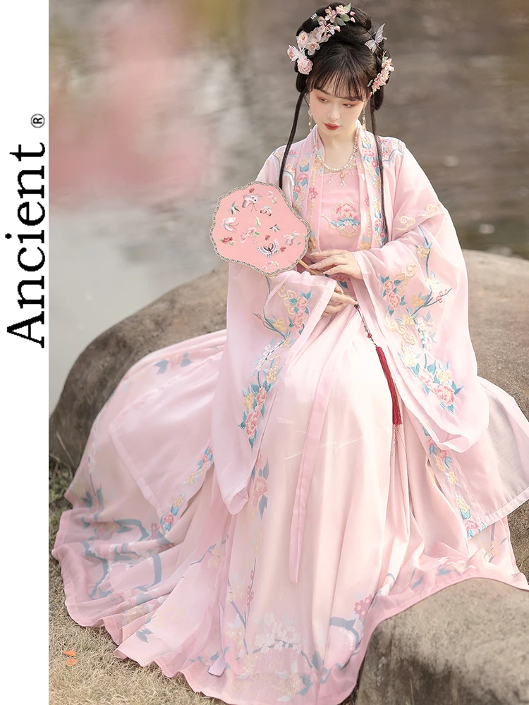 

New Chinese Style Traditional Hanfu of Tang Dynasty Cosplay Folk Dance Costumes Improved Fairy Dress Korean Women Elegance Fresh