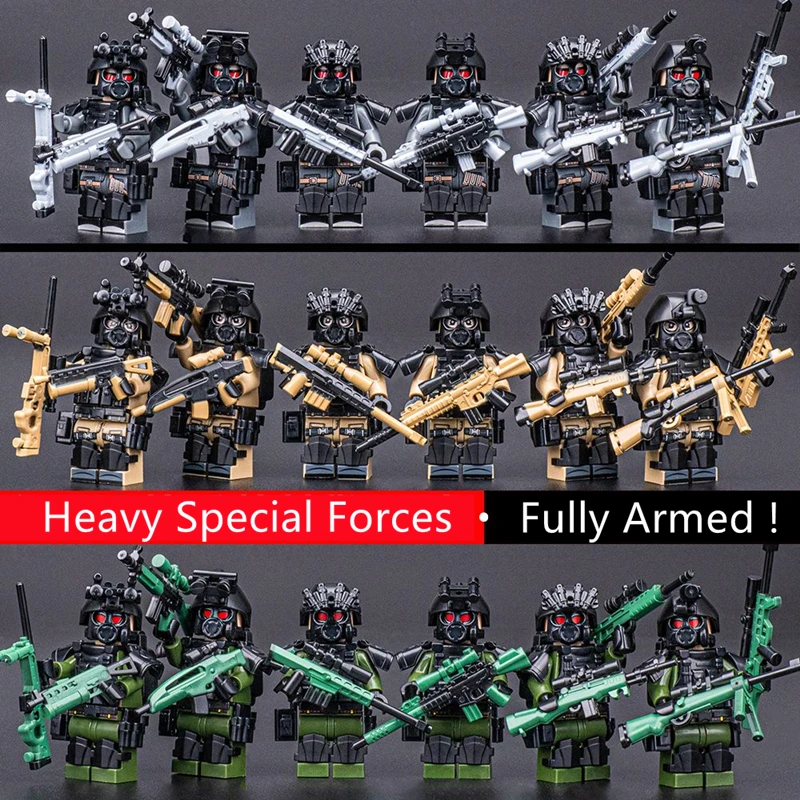 

WW2 Military Special Forces Modern Soldier City Police SWAT Weapons Figures Building Blocks Bricks Boy Mini Toys Christmas Gift