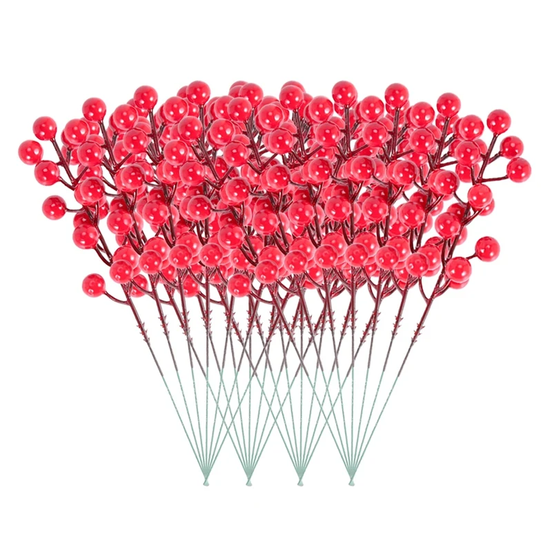 Красные ягоды 24 упаковки 7 9 дюйма искусственные рождественские Падуба медиаторы