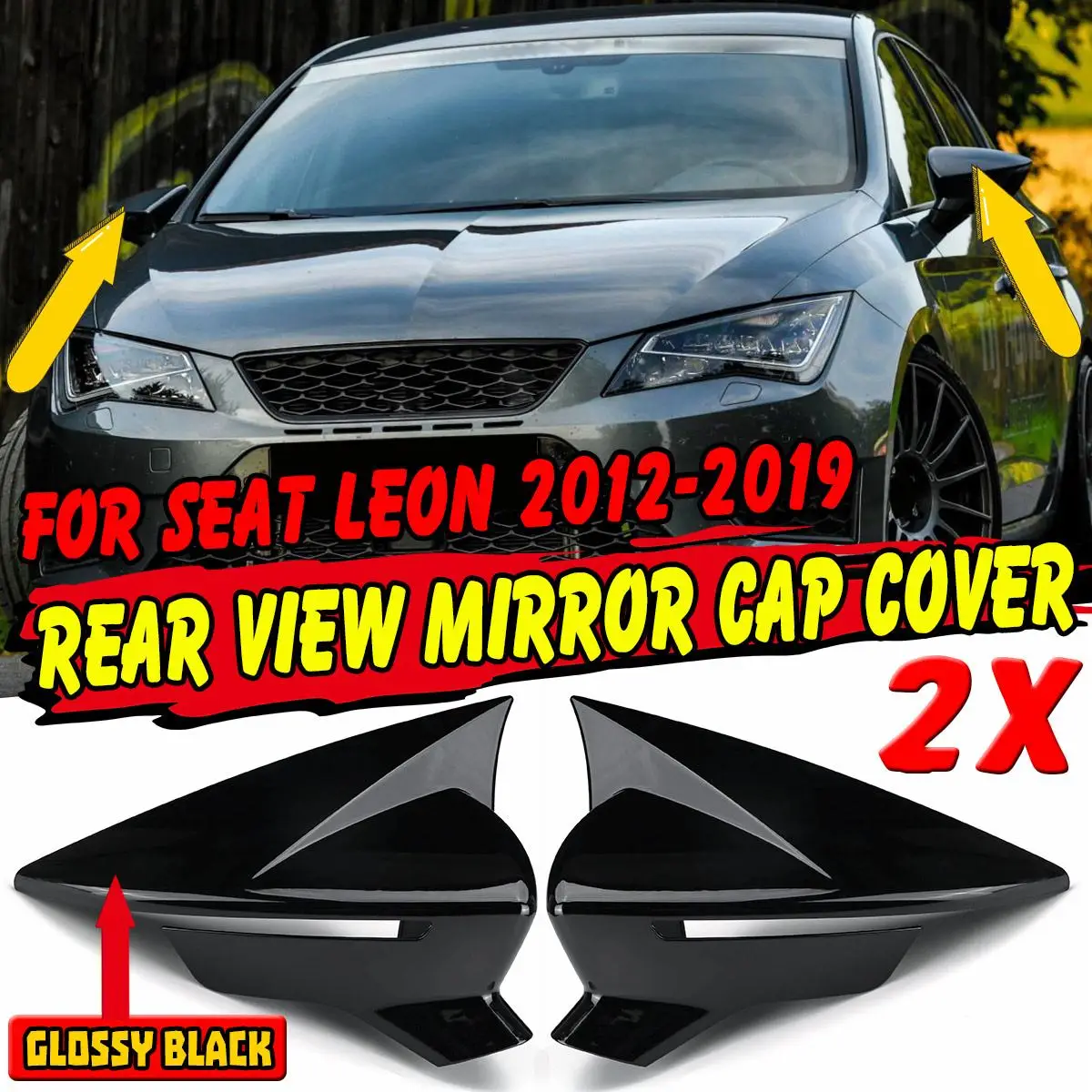 

2PCS Left and Right Mirror Cap For Seat Leon MK3 MK3.5 5F ST FR Cupra 2012-2019 Car Side Rearview Mirror Cover Accessories