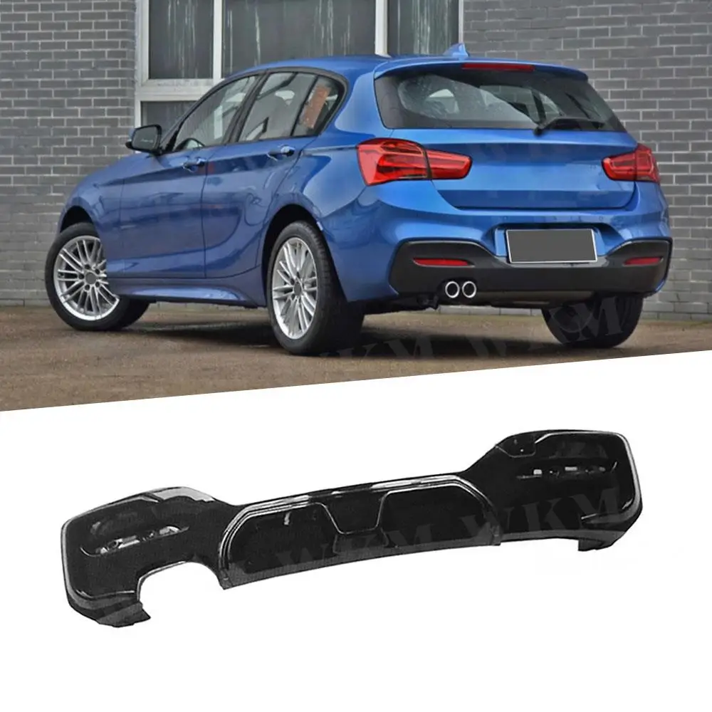 

ABS Rear Diffuser Bumper Lip for BMW 1 Series F20 M Sport M135i M140i 2015 2016 2017 2018 OO- Gloss Black Carbon Look