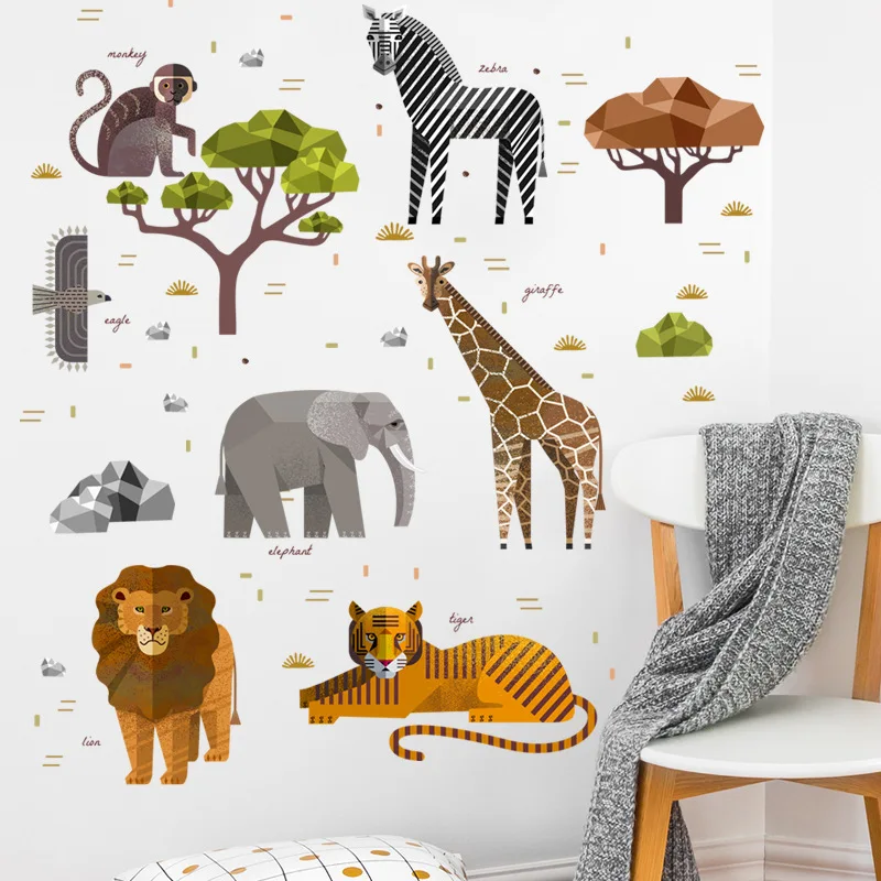 

LuanQI Cartoon Animals Wall Stickers Children's Room Mural Vinyl Water And Oil Resistant Decals Kids Wallpaper Art Decorations