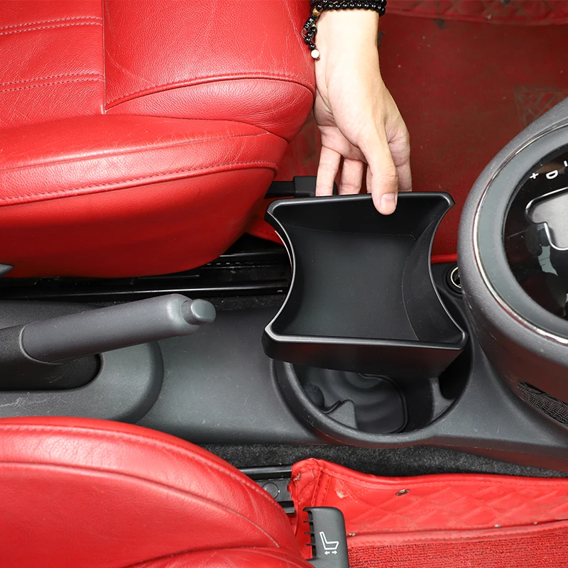 

For Fiat 500 2011-2015 car central control gear panel handbrake storage box mobile phone tray ABS black Storage accessories