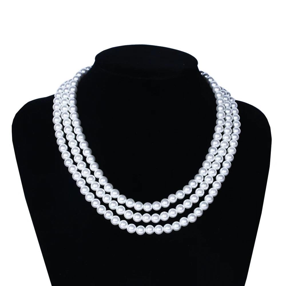 

HOWAWAY Round Imitation Pearl Choker Necklace Multi Strands Choker 20s Flapper Necklace diy handmade bead necklace Themed Party