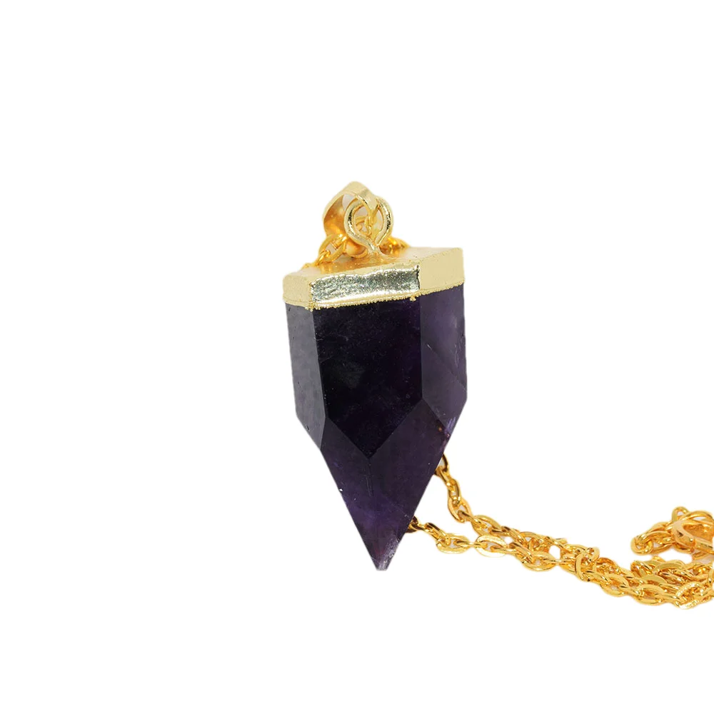 

Purple crystal amethyst stones pendant necklaces with Stone Chain Gift 2023 quartz Bullet Vintage wholesale amulet Large charms