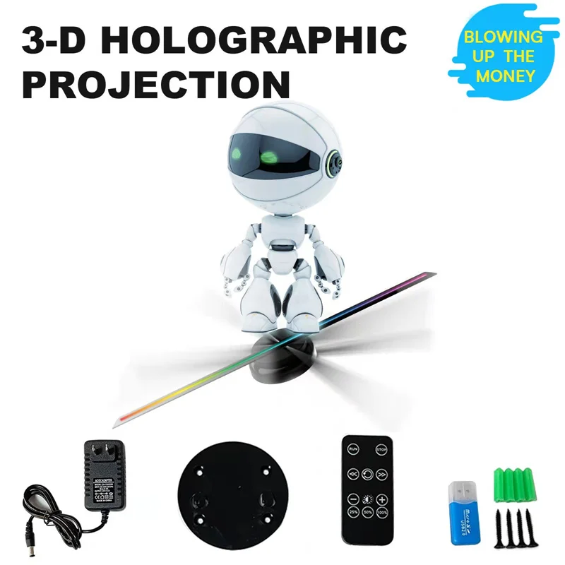 T40 3d Fan Hologram Projector Wall-mounted Wifi Led Sign Holographic Lamp Player Remote Advertising Display support Image  video