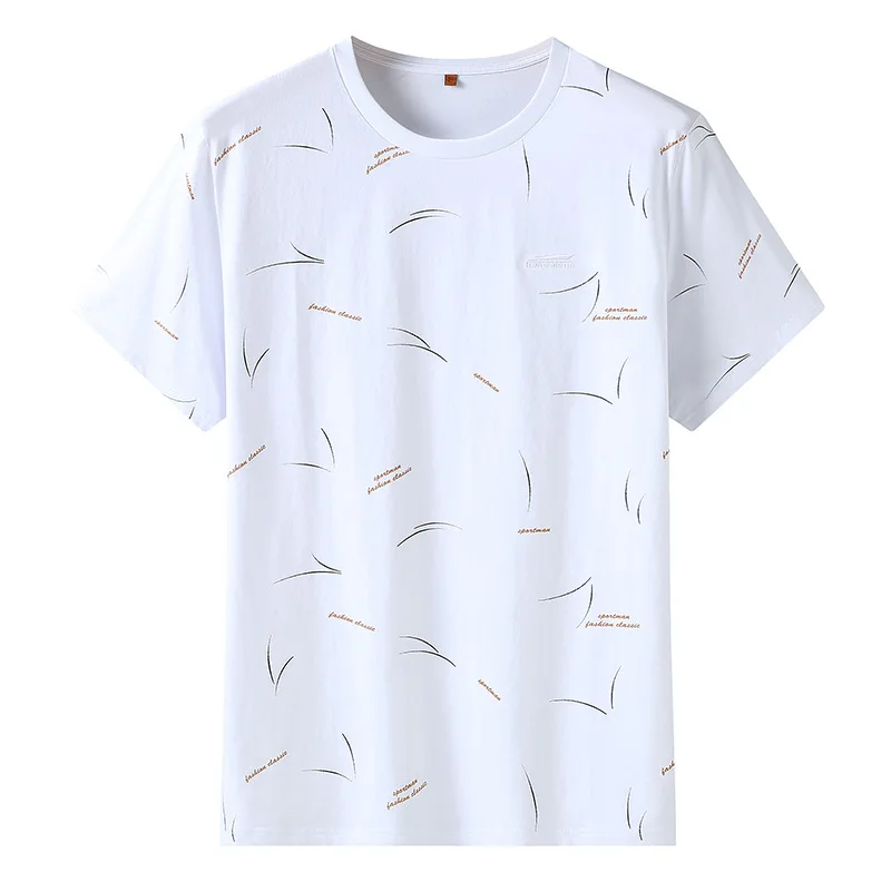 

new arrival fashion 100% cotton Summer men's youth fashion casual round neck printed short sleeve T-shirt plus size 2XL-7XL 8XL