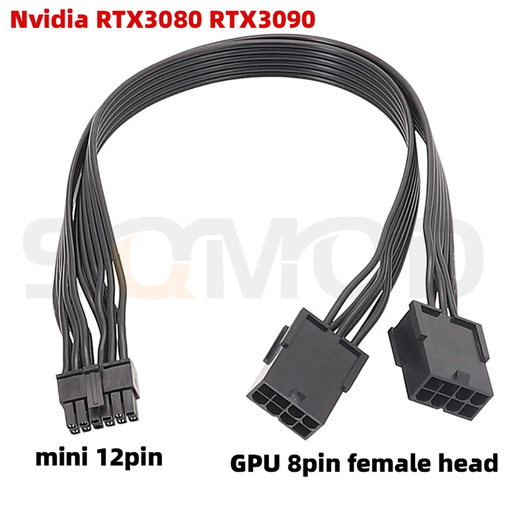 Dual PCIe 8 Pin Female to Mini 12 Pin Male GPU Power Adapter Cable for NVIDIA GeForce RTX 30 Series RTX3080 RTX3090 GPU