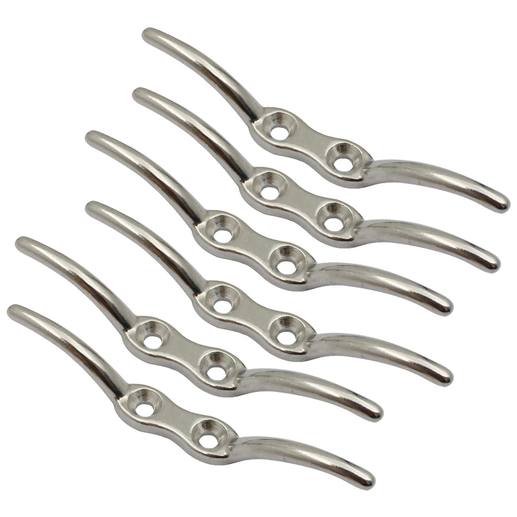 

Boat Mooring Rope Cleat 316 Stainless Steel Flagpole Hooks Reusable Removable Fixing Accessories Household 4 Inch 4PCS