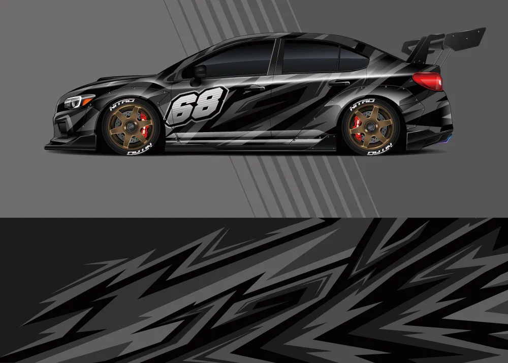 

Stripe Racing Car Graphic Decal Car Full Wrap Sticker Decorative Car Decal Full Body Vinyl Wrap Modern Design Vector Image