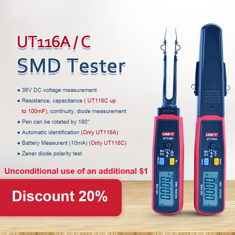 

Тестер F40 UT116A UT116C, профессиональный вращающийся Высокоточный тестер резисторов-конденсаторов с пинцетом, без аккумулятора