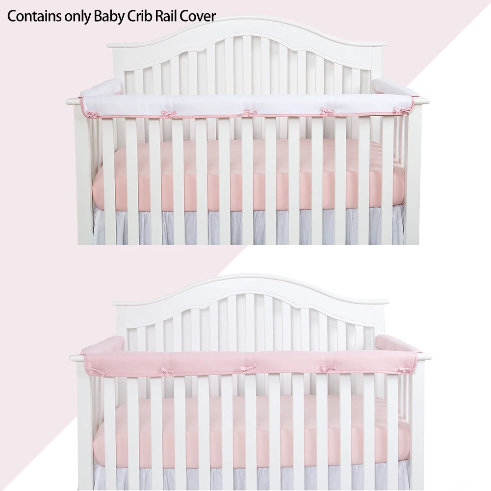 

3pcs Home Wrap Teething Guard Padded Protector Polyester 1 Front 2 Side Anti Bite Bedroom Newborn Washable Baby Crib Rail Cover