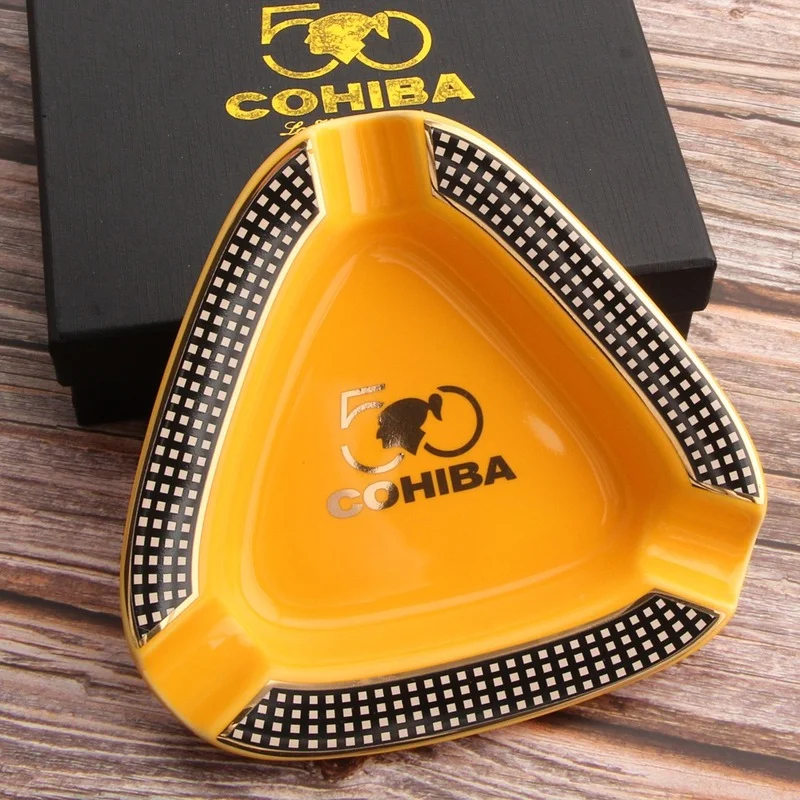 

COHIBA Cigar Gadgets Home Cigar Ashtray Portable Ceramic 3 Cigars Ash Tray Tobacco Cigarette Ashtrays Holder