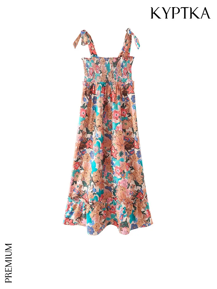 

Платье-миди женское с цветочным принтом и открытой спиной