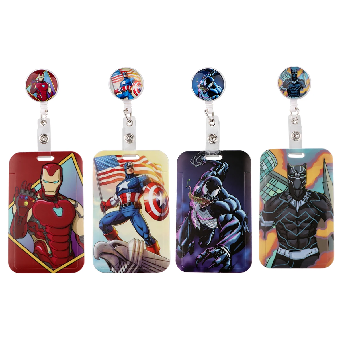 

Marvel's The Avengers Superhero Card Holder Retractable Nurse Badge Reel Clip Cartoon Students IC ID Card Badge Holder Keychain