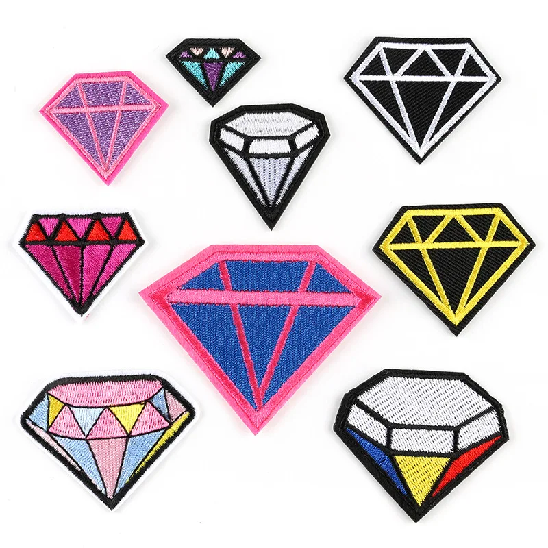 

9Pcs/lot Cartoon Gem diamond pattern ironing Embroidered patch DIY sew on Clothes Pants Bag hat accessories decorate patches