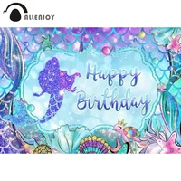 allenjoy mermaid 1st girl birthday party background under the sea fish scales ocean princess baby shower photophone backdrop
