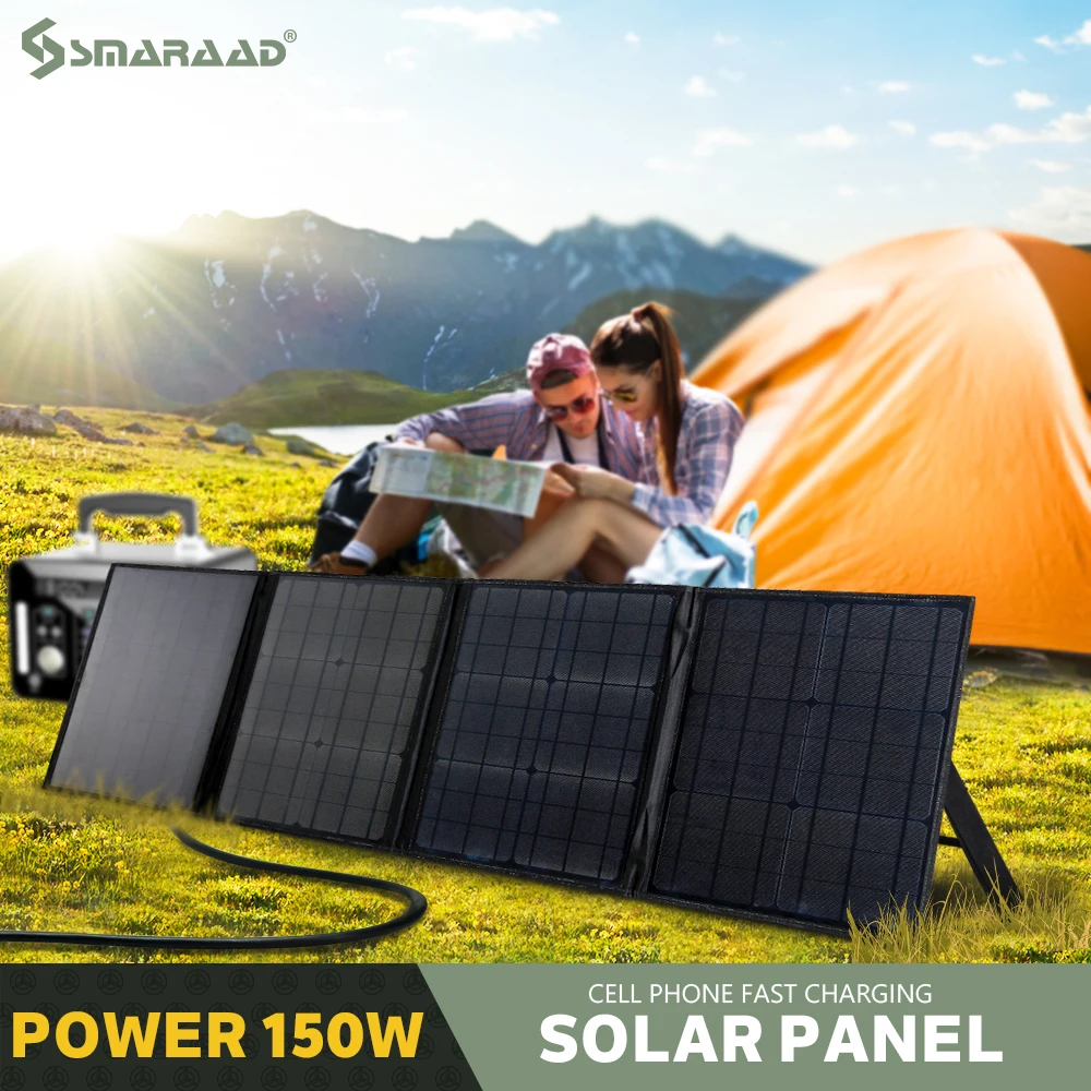 

DIDITO 150W 18V Foldable Solar Panel USB Portable Solar Phone Charger DC Output PD Type-c Tablets Camping Van RV Trip