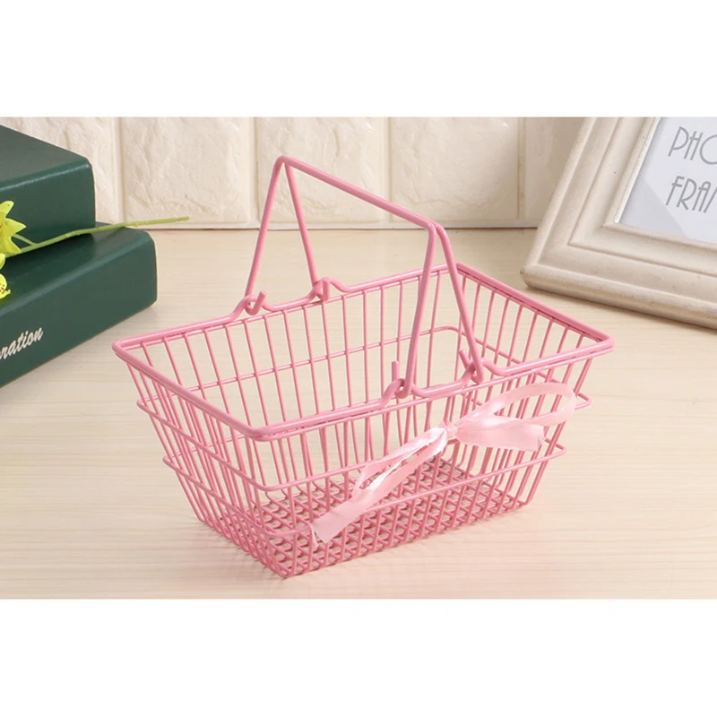 

Accessories Storage Basket Supplies Bins Container Cosmetics Desktop Finishing Iron Jewelry Mini Organizer Pink