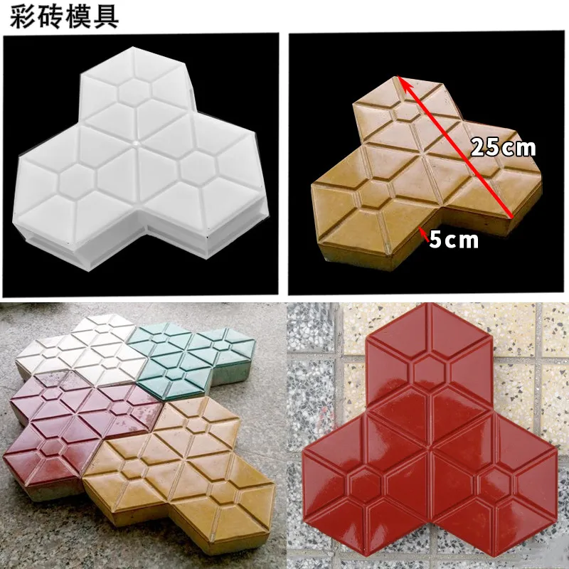 Фото Многоразовая пластиковая форма для бетонной плитки DIY: для изготовления полого брусчатого камня, садовых дорожек и напольной плитки №4
