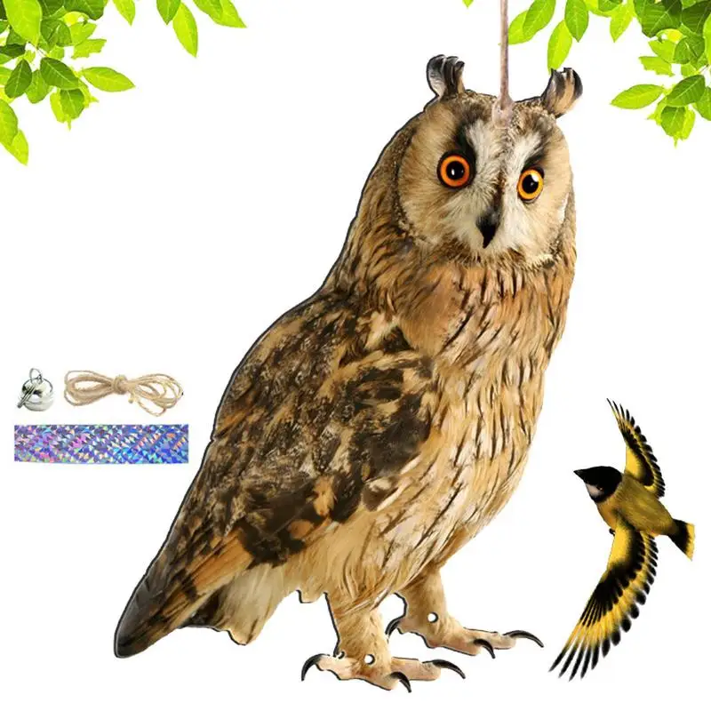 

Expel Birds Pendant Owl Scarecrow Scarer Pendant Decorative Scarer Pendant With Bell Fake Bird Scare Device Waterproof Patio