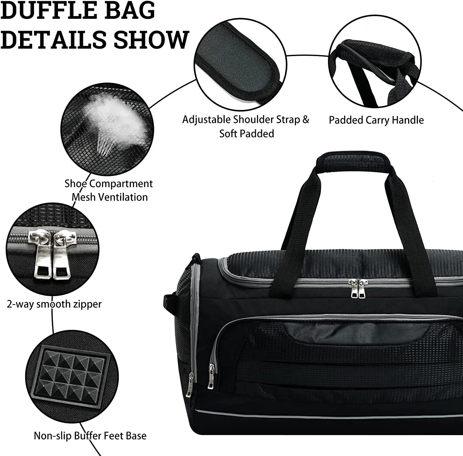 Men Sports Duffle Bag with Shoe Compartment 22 /21.5 Inch Gym Bags for Fitness Training Outdoor IFARADAY
